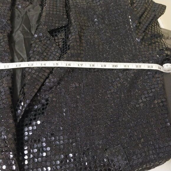 Vtg Monaliza blazer Womens 2X black sequined notch collar single button Flashy - Picture 4 of 6